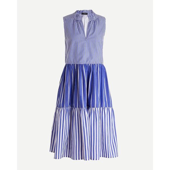J. Crew Dresses & Skirts - J. Crew Sleeveless Tiered Popover Mixed Stripe Dress Size Small